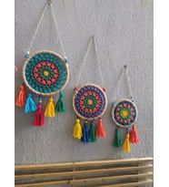 EL EMEĞİ MAKROME MANDALA MOTİFLİ DÜŞ KAPANI DUVAR SÜSÜ 3 LÜ SET