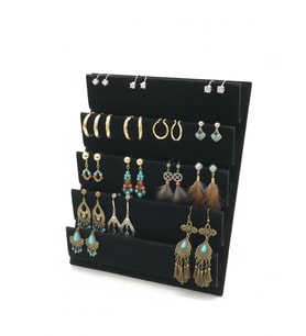 Süet Kumaş 20/16 Cm Siyah Renk Ayaklı Küpe Standı