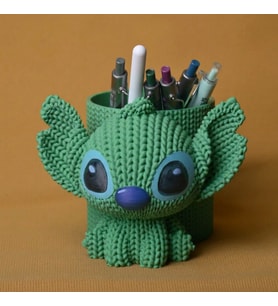 3D Baskı Knitted Kalemlik - Sevimli Karakterli Masaüstü Kalem Organizeri-Yeşil
