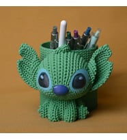 3D Baskı Knitted Kalemlik - Sevimli Karakterli Masaüstü Kalem Organizeri-Yeşil