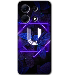 İnfinix Note 30 Pro Kılıf HD Desen Baskılı Kılıf - Dark Neon Yaprak U Harfi