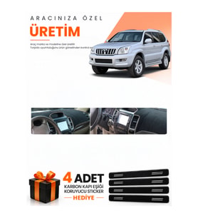 TOYOTA LAND CRUISER PRADO (2002-2009) Uyumlu Torpido Koruma Örtüsü Oto Kılıfı - Siyah Gri