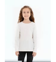 Kız Çocuk Kolları Tül Puantiye Detaylı Bluz (Ekru)