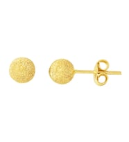 14 Ayar Sarı Altın Kumlu Top Küpe 6 mm.