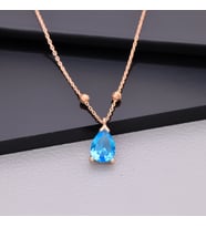 925 Ayar Gümüş Aquamarine Taşlı Damla Kolye