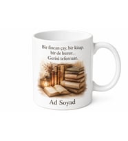 Kitap ve Mum Temalı Baskılı Kupa Bardak Hediye Kitap Kurdu Okuma Severlere
