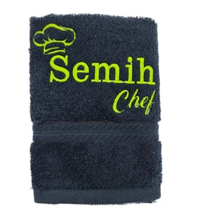 İsimli Chef Desenli Mutfak Havlusu (Beyaz)