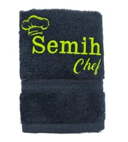 İsimli Chef Desenli Mutfak Havlusu (Beyaz)