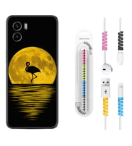 Vivo Y15S Y32 Y33S Y51 Y53S Kılıf Kablo Koruma Spiral Silikon Ay ve Flamingo 1775
