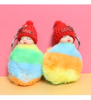 Love Tasarımlı Uyuyan Peluş Bebek Anahtarlık 2 Adet (Kırmızı)