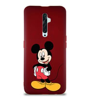 Oppo Reno 2Z Soft Premier Kapak Mickey Mouse-E Tasarımlı Silikon Kılıf - Mürdüm (Şeffaf)