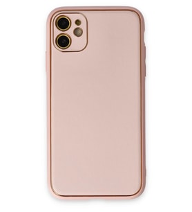 Pilelistore   iPhone 12 Kılıf Coco Deri Silikon Kapak - Pudra