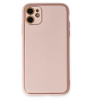 Pilelistore   iPhone 12 Kılıf Coco Deri Silikon Kapak - Pudra