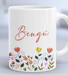 Kişiye Özel Çiçek Desenli Hediye Kupa Bardak Doğum Günü Hediyesi -10- (Beyaz)