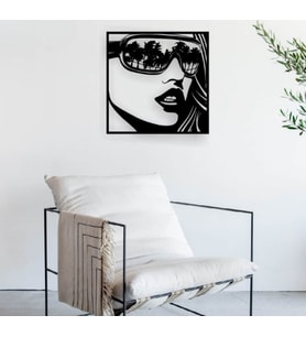 Siyah Ahşap Miami Kadın 50cm X 55cm Tablo Duvar Dekoru 3mm Mdf Lazer Kesim
