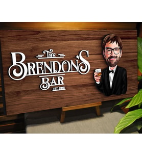 BK Gift Kişiye Özel Karikatürlü Kabartma Tasarım Ceviz Ahşap Bar Tabelası, Home Bar Tabela, Rustik Ev Dekorasyonu, Duvar Dekoru-2