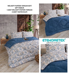 ETE HOMETEX ÇİFT KİŞİLİK LÜX WELSOFT YORGAN SETİ 195X215CM AKSU İNDİGO 8696474231943