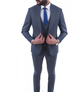 Jan Carlucci Slimfit Yelekli Drop 6 Takım (Mavi)