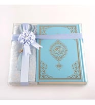 Seccade + Tesbih + Kuran Hediye Seti (Hafız Boy, Yeni Cilt, Açık Mavi)