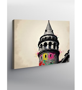 Kanvas Tablo Galata Kulesi İllüstrasyonu
