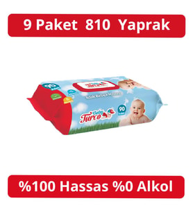 Baby Turco Islak Havlu 90'lı Kapaklı 9 Adet 810 Yaprak