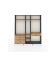 Arges Gardrop 7 Raflı 4 Çekmeceli 3 Askılı 220x30x243 Antrasit-Çam