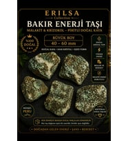 Sertifikalı Bakır Enerji Taşı Kütle - Malakit Krizokol Piritli Doğal Kaya 60-80 mm Büyük Boy