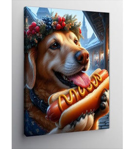Kanvas Tablo Hotdog Yiyen Köpek