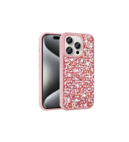 Apple iPhone 15 Pro Uyumlu Kılıf Parlak Taşlı Tasarım Zore Linea Diamond Kapak (Pembe)