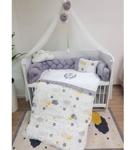 Baby Clime, Masal Serisi 60x120 Beşik Örgü Korumalı Bebek Uyku Seti İsim Nakışlı
