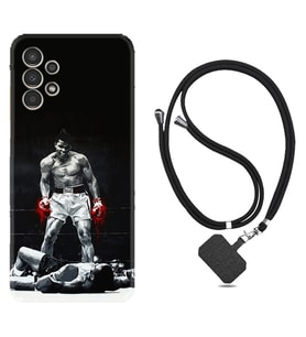 Samsung Galaxy M14 Kılıf Resimli Boyun Askılı İpli Desenli Silikon Muhammed Ali 1369