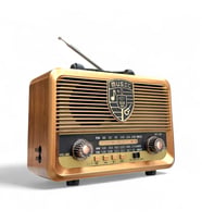 Eskitme Panelli Nostaljik Radyo,bluetooth Özellikli Nostalji Radyo (Ekru-Koyu Kahve)