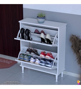 Modilayn UMAY Kapı Önü 72 x 90 x 25,5 cm’lik 2 Düşer Kapak 4 Göz Bölmeli Ayakkabılık