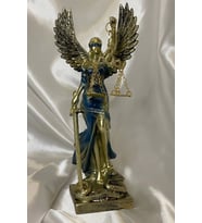Avukat Adalet Kadın Heykeli Themis Terazi Kanatlı Gold Mavi (Çok Renkli)