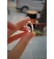 Gümüş 4 mm düz klasik yanı kesik alyans söz nişan erkek kadın yüzük