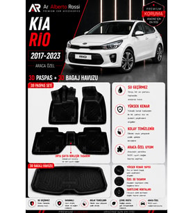 KİA RİO 2017-2023 Araca Özel 3D Paspas + 3D Bagaj Havuzu