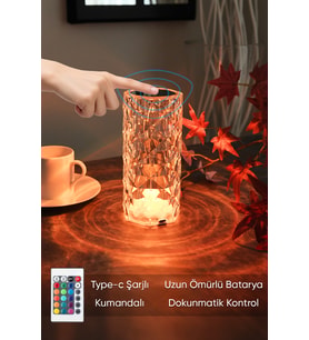 Mini Kristal Dokunmatik Masa Lambası, 3 Renkli Dimli Gece Işığı (Krem)