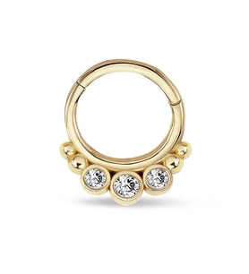 Top Top Üç Taş Altın Helix Piercing (Gold)
