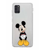 Samsung Galaxy A31  Kamera Korumalı  Kapak Mickey Mouse Tasarımlı  Şeffaf Kılıf