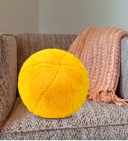 Dekoratif Peluş Top Kırlent Yastık (Sarı)