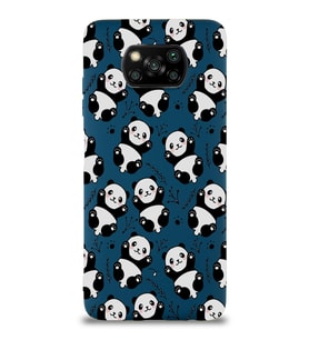 Xiaomi Poco X3 Pro Uyumlu Lansman Kılıf Panda Tasarımlı İçi Kadife Kapak-Lacivert (Şeffaf)