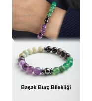 Başak Burç Bilekliği Amazonit-Yeşil Akik-Ametist-Obsidyen Doğal Taş 8mm Bileklik