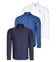 ÜÇLÜ SET G725 DEWBERRY ERKEK GÖMLEK-LACİVERT-BEYAZ-İNDİGO (Karışık)