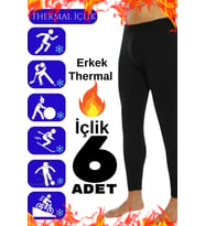 Erkek Termal İçlik Siyah İçi Polar Kışlık 6 Adet