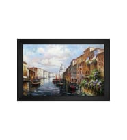 Manzara Temalı Kanvas Tablo 50 x 70 cm Siyah Çerçeve
