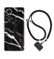 Huawei Nova Y70 Y90 Nova 9 SE  Kılıf Boyun Askılı Silikon Siyah Şerit Mermer 1318