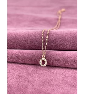 Taşlı Ö Harfi Rose Yaldızlı Gümüş Kadın Kolye