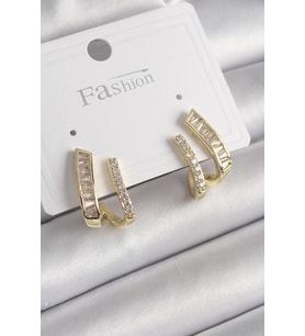 Pirinç Gold Renk Zirkon Taşlı Kadın Küpe 5886 - HPSBYI1703-9999