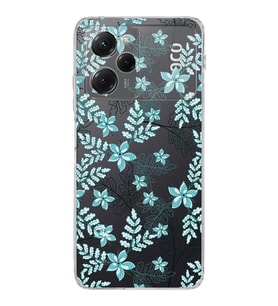 Poco X5 Pro  Kamera korumalı Kapak Floral Su Yeşili Tasarımlı  Şeffaf Kılıf