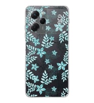 Poco X5 Pro  Kamera korumalı Kapak Floral Su Yeşili Tasarımlı  Şeffaf Kılıf